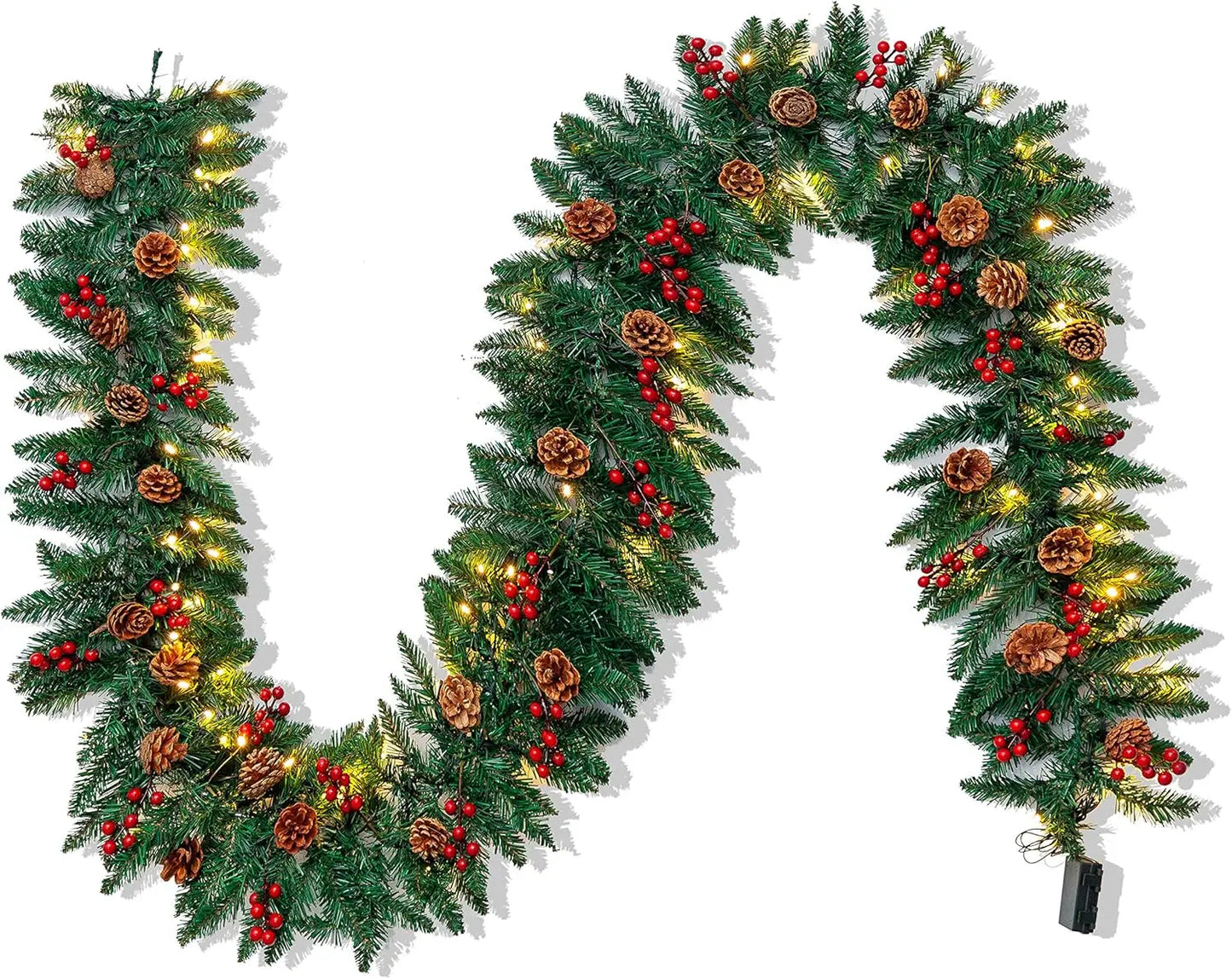 JOYFY 9Ft Artificial Christmas Garland LED Lights 27