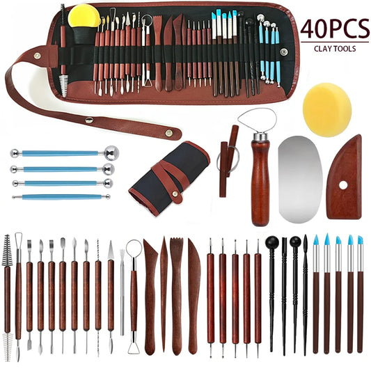 25/40Pcs Pottery & Clay Sculpting DIY Tools, Double Sided