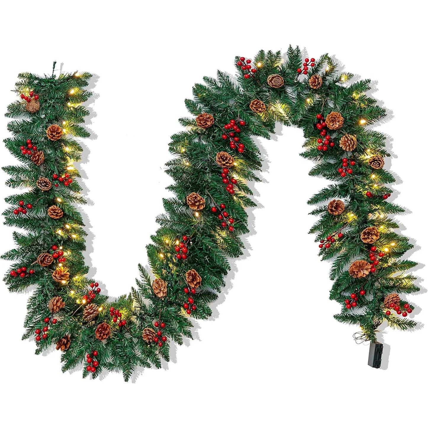 JOYFY 9Ft Artificial Christmas Garland LED Lights 27