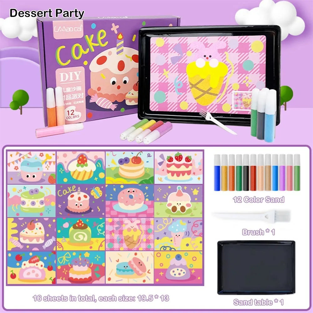 New DIY Sand Drawing Set Art Pictures Handicrafts Learning Sand Art Pictures Children Education Children Coloring Toy