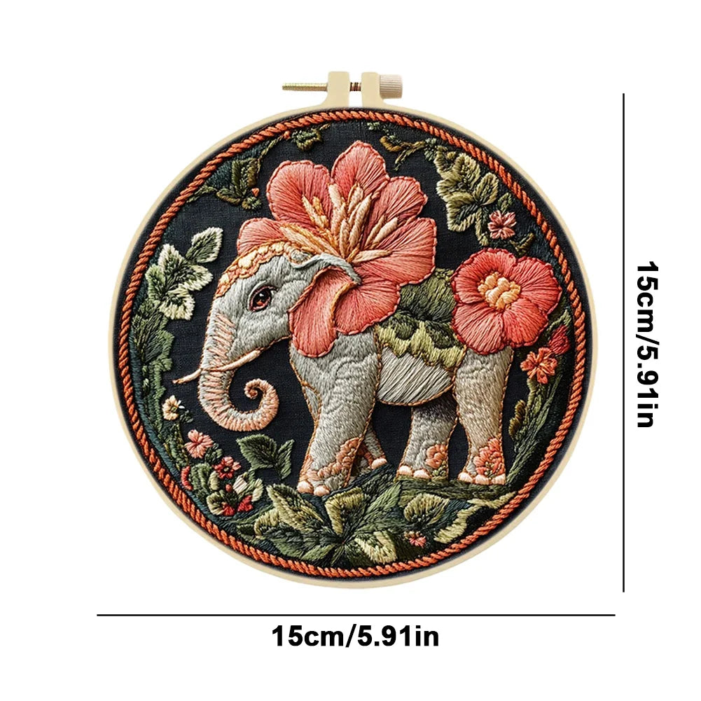 Tiger Stamped Cross Stitch Embroidery Kits with Hoop