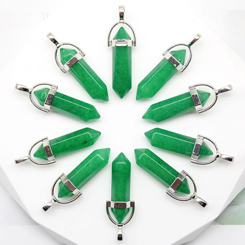 24pcs Natural Stone Agates Quartz Crystal Pendants