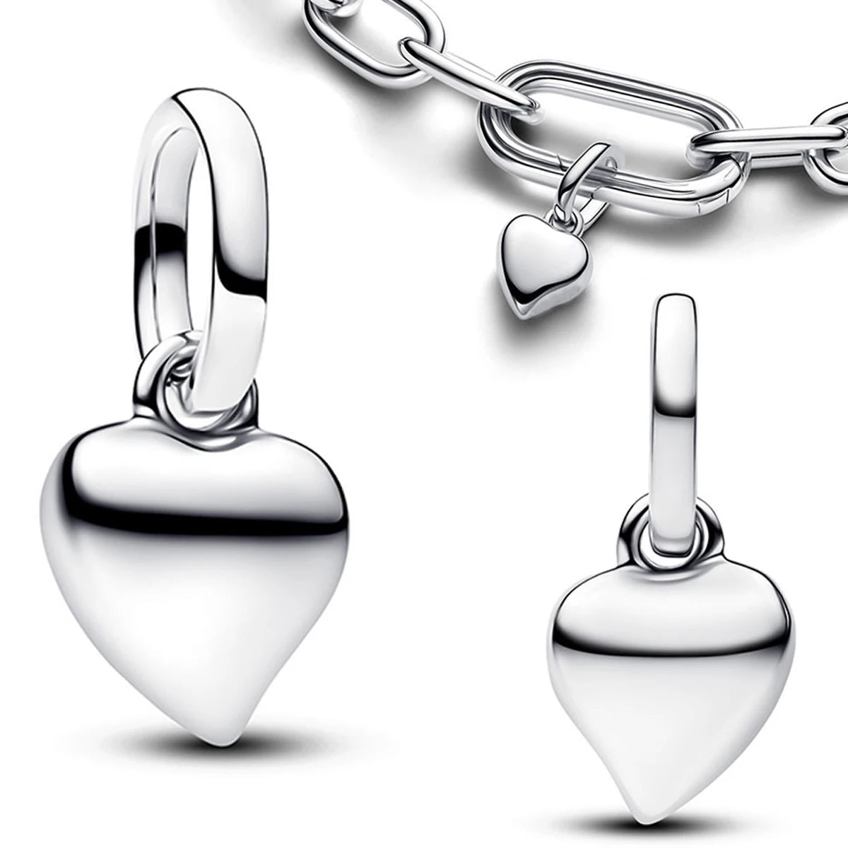 925 Silver Angel Wing Pink Gem Key Charm Pendant