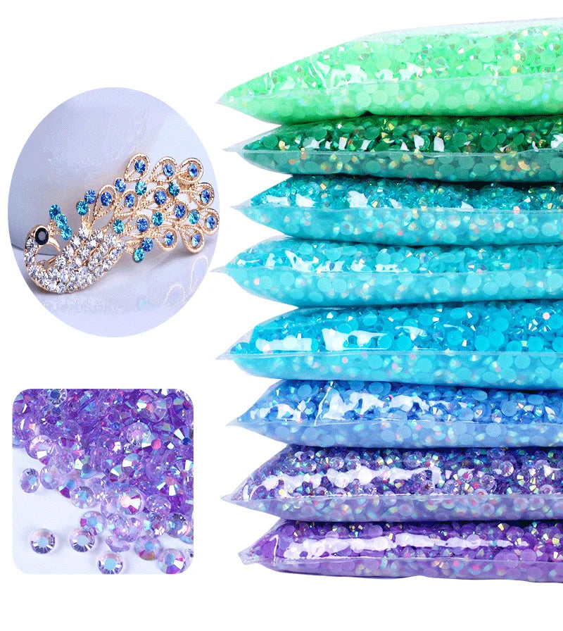 Bulk 2-6mm Jelly AB-Resin Rhinestones Flat Back Crystals