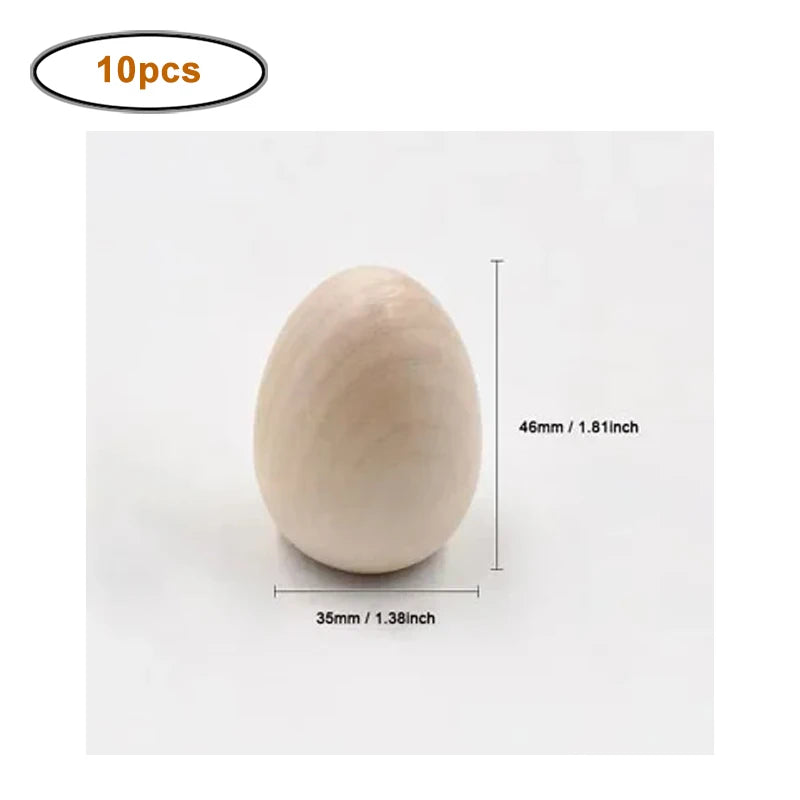 10pcs/lot Unfinished Wooden Eggs, Smooth Solid Wood