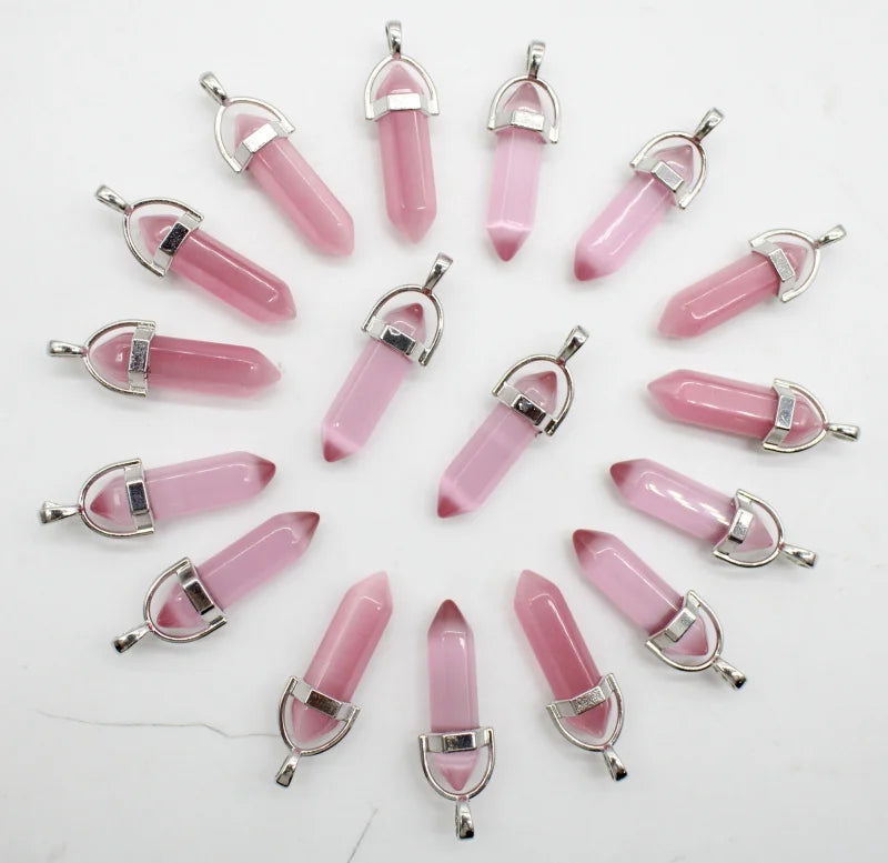 24pcs Natural Stone Agates Quartz Crystal Pendants