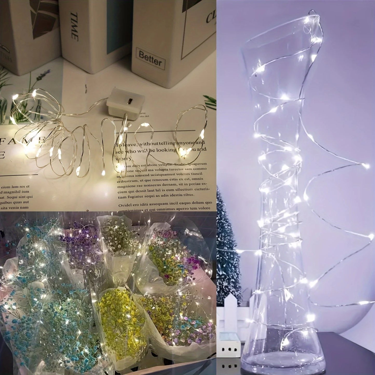 8Pcs 8colors Fairy Lights String Button Battery Home Decor