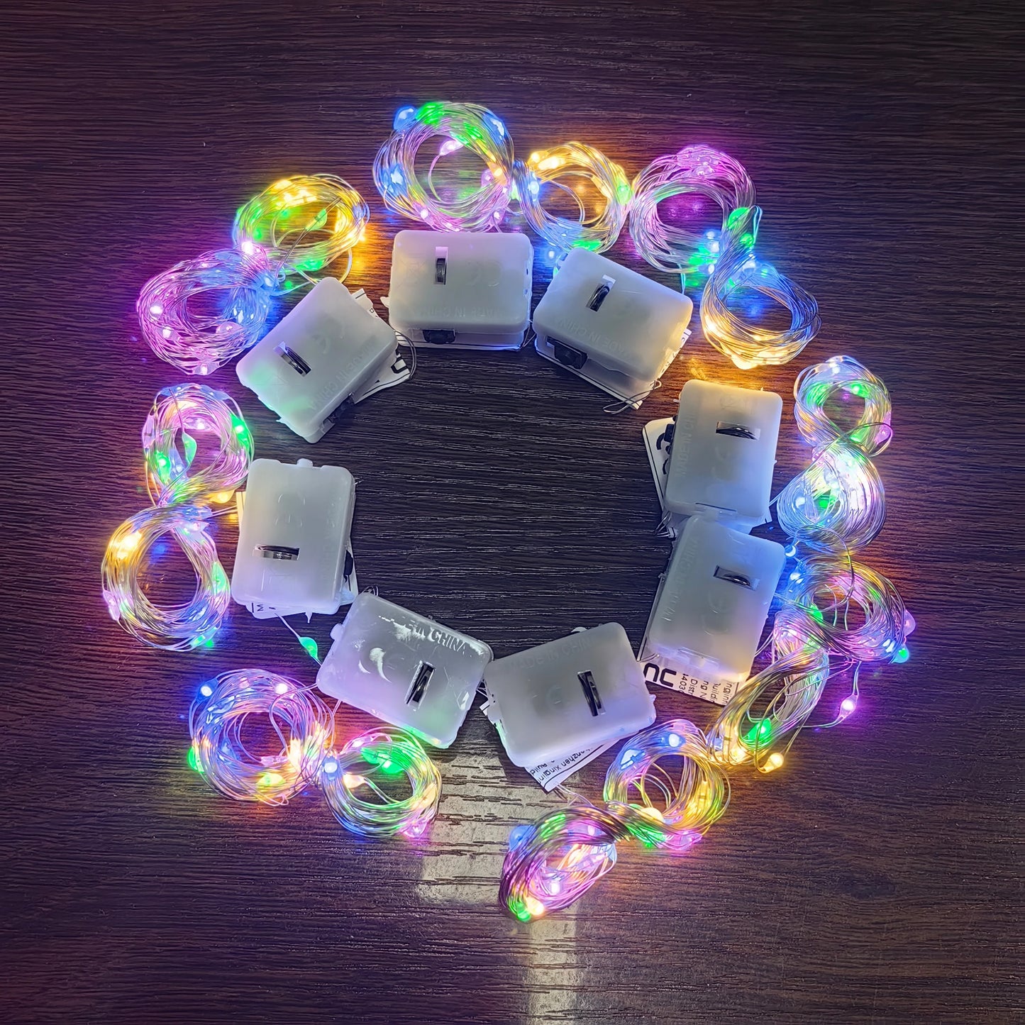 8Pcs 8colors Fairy Lights String Button Battery Home Decor