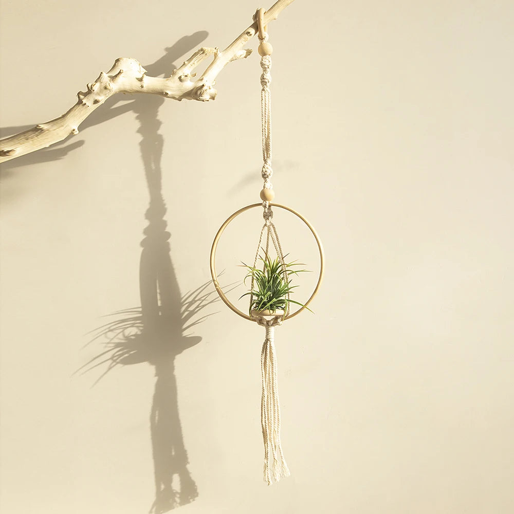 Macrame Air Hanging Planter Flower Pots Boho Home Decor Rope Plant Holder Woven Basket Balcony Garden Bedroom Decorative Gift