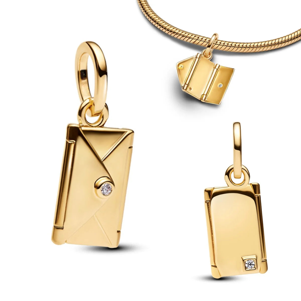 925 Silver Angel Wing Pink Gem Key Charm Pendant