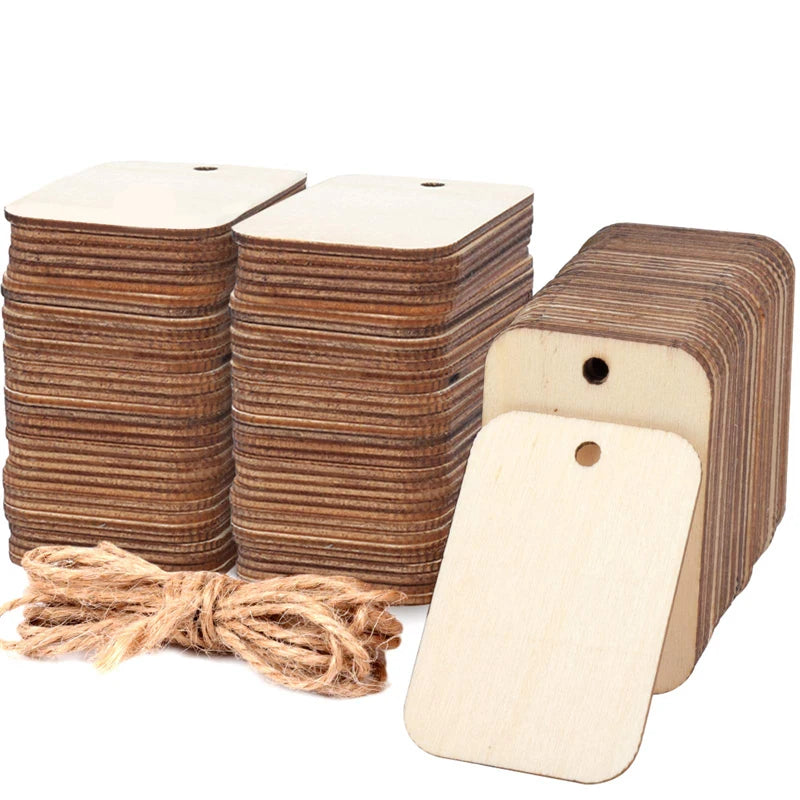 50pcs/lot Unfinished Wood Pieces Rectangle-Shaped
