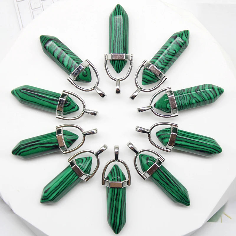 24pcs Natural Stone Agates Quartz Crystal Pendants