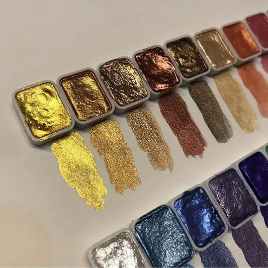 20 Colors Metal Watercolor Painting Set, With Shiny Pearls