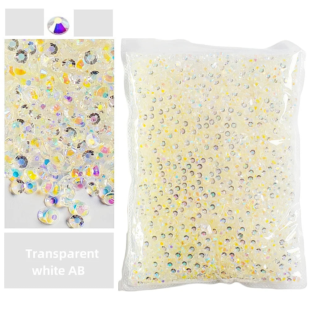 Bulk 2-6mm Jelly AB-Resin Rhinestones Flat Back Crystals
