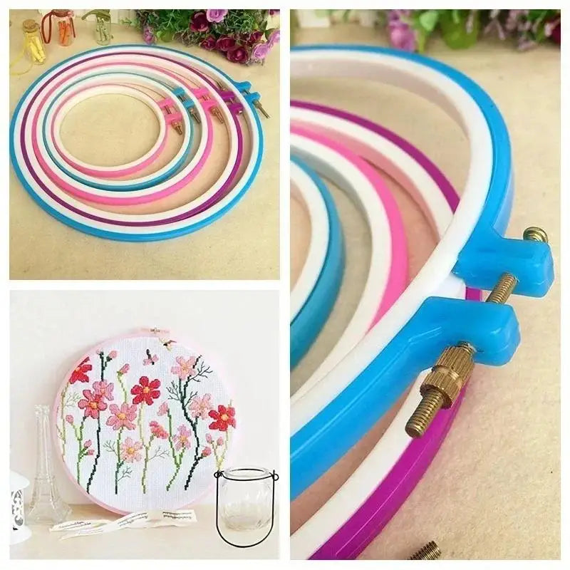 5Pcs/Set Plastic Embroidery Cross Stitch Hoop Frame