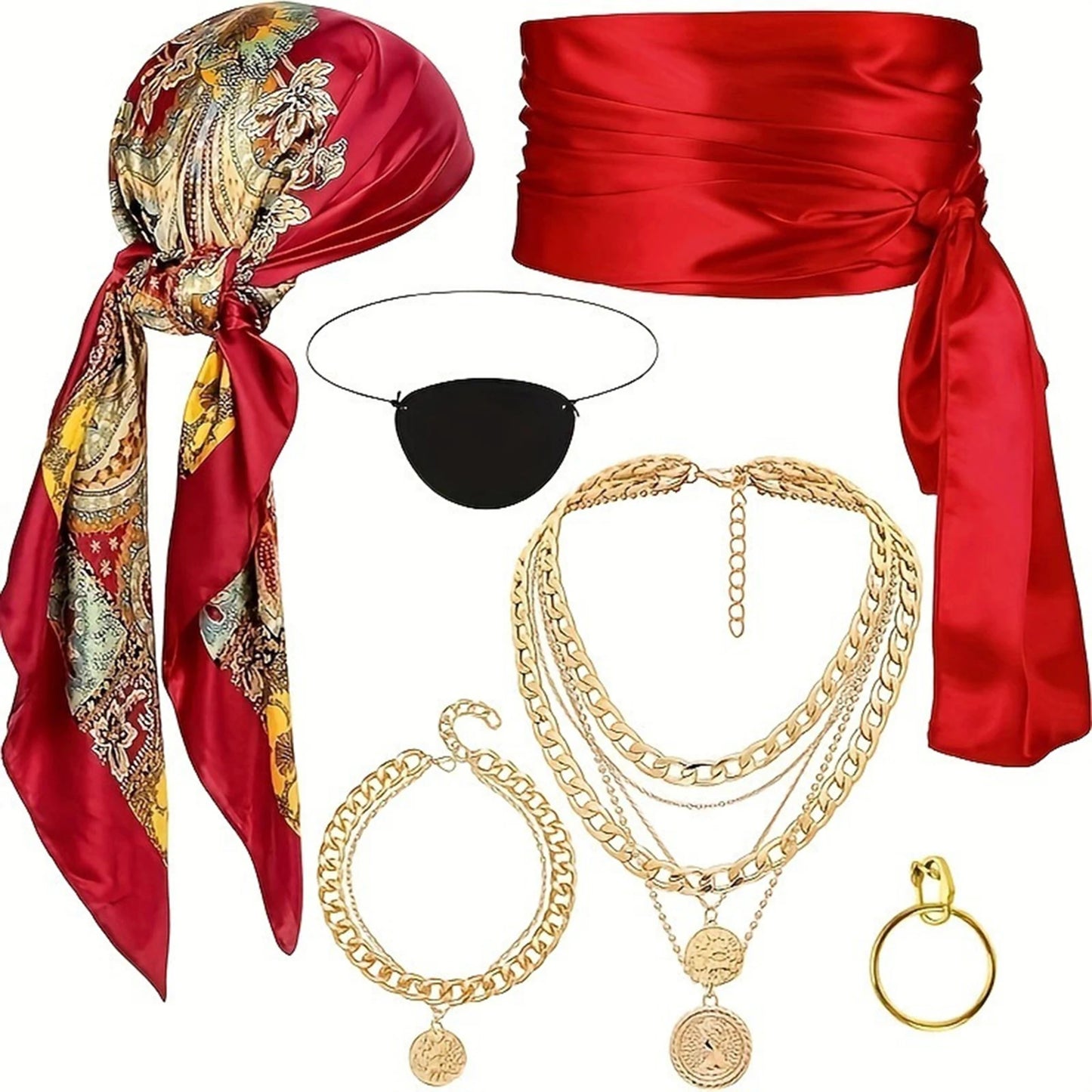 Pirate Costume Accessories Set for Adults/Complete 6 Piece
