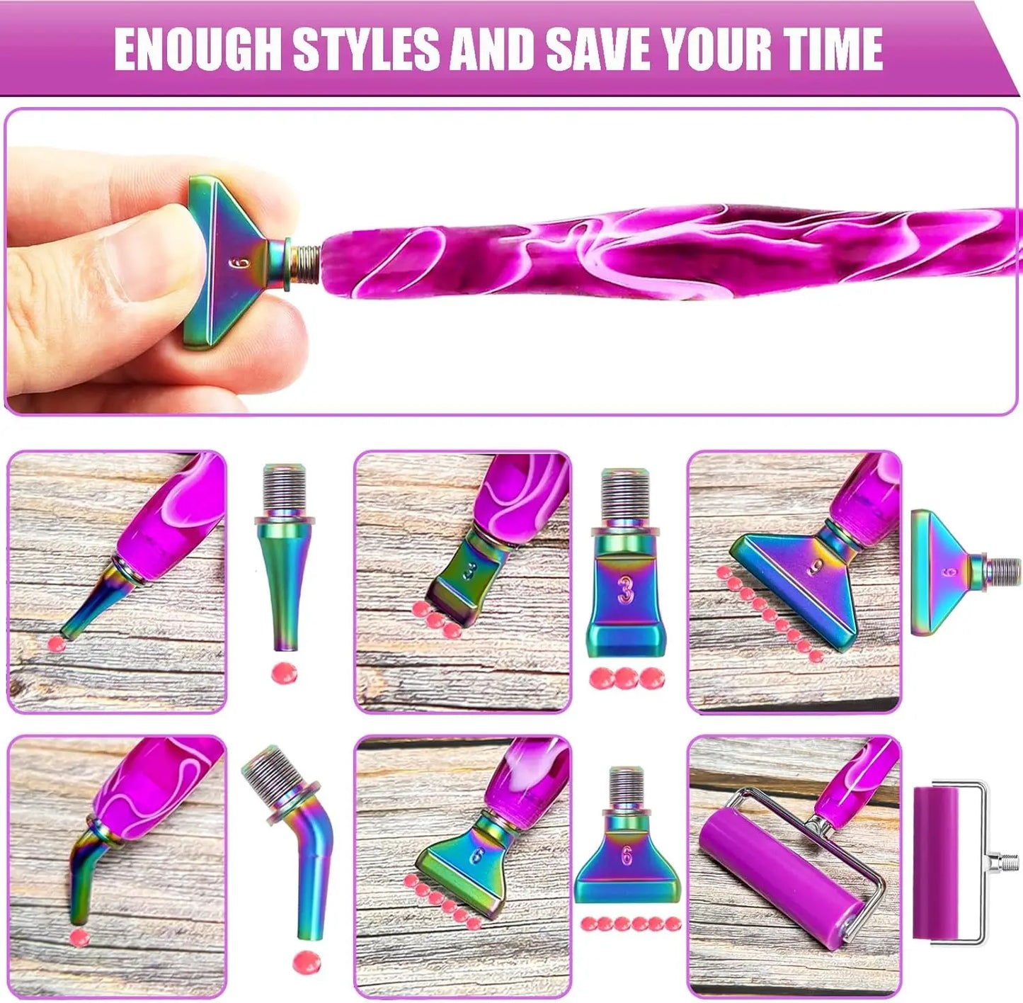 Diamond Painting Tools Kit with Metal Tip Roller, Screw Pen