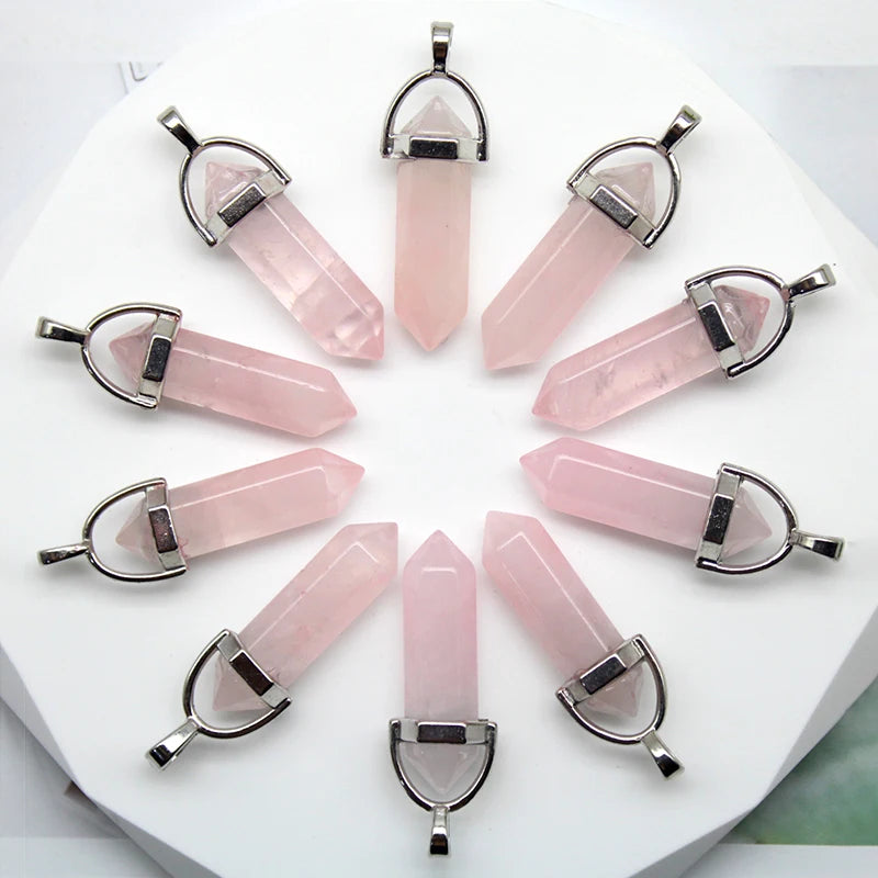 24pcs Natural Stone Agates Quartz Crystal Pendants