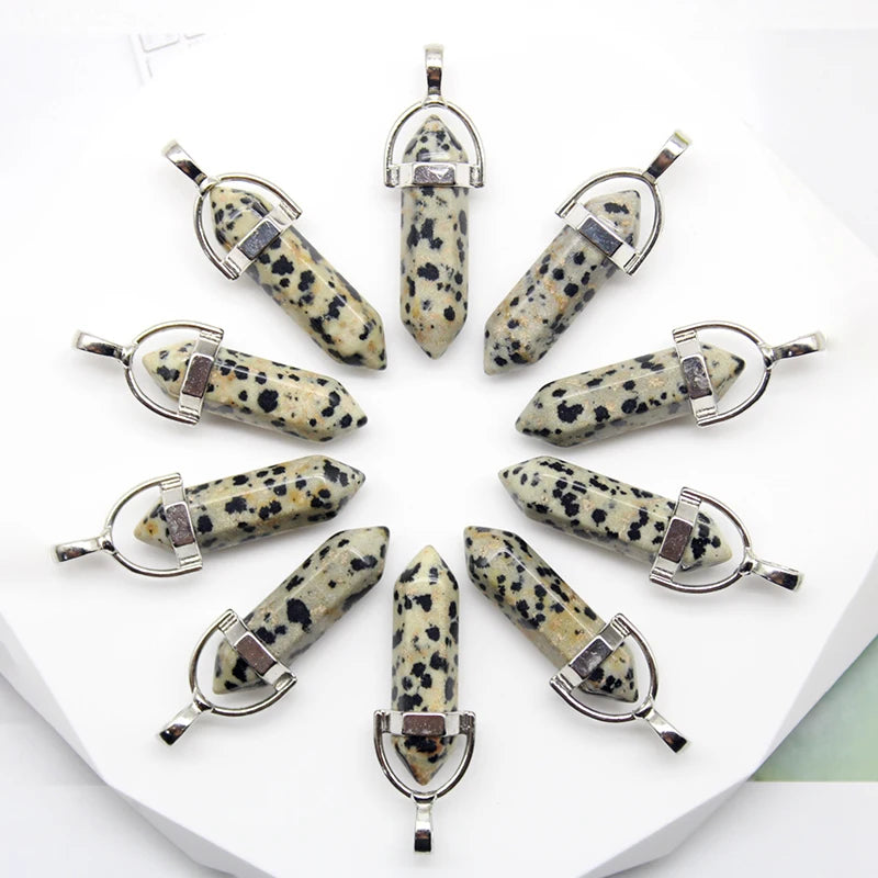 24pcs Natural Stone Agates Quartz Crystal Pendants