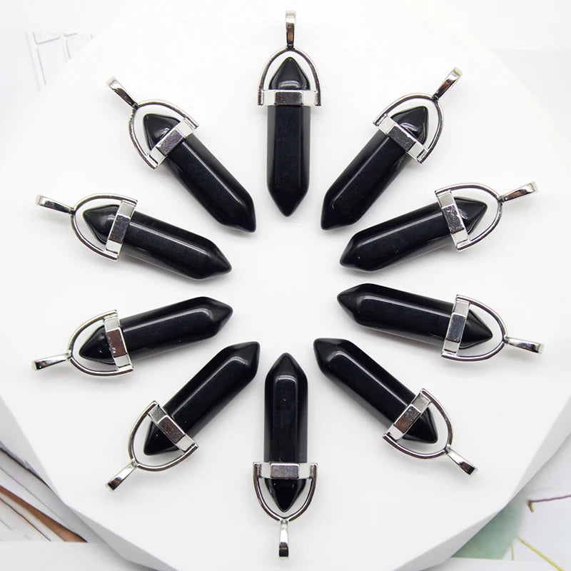 24pcs Natural Stone Agates Quartz Crystal Pendants