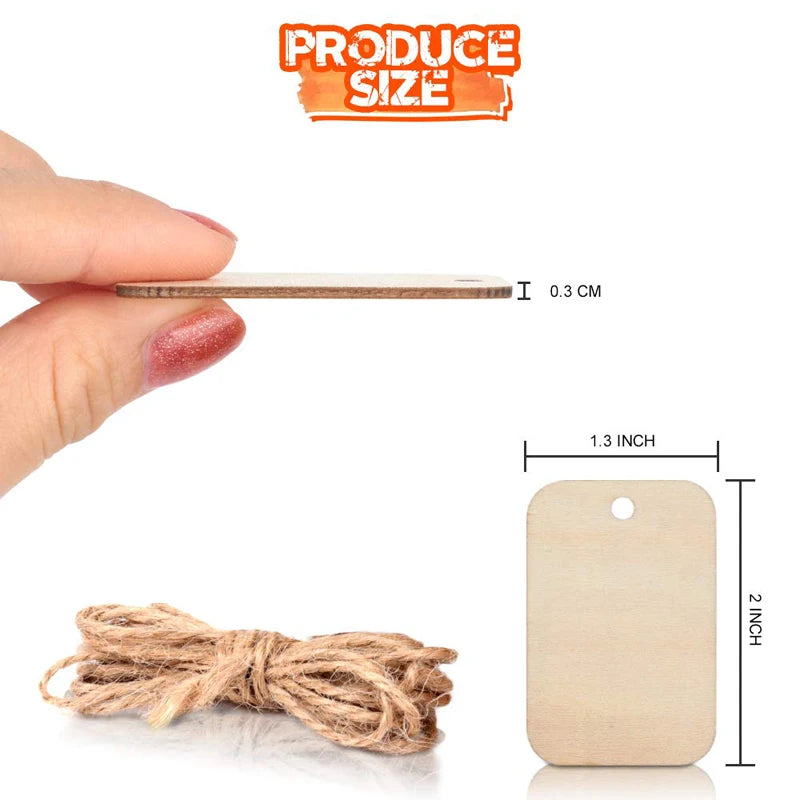 50pcs/lot Unfinished Wood Pieces Rectangle-Shaped