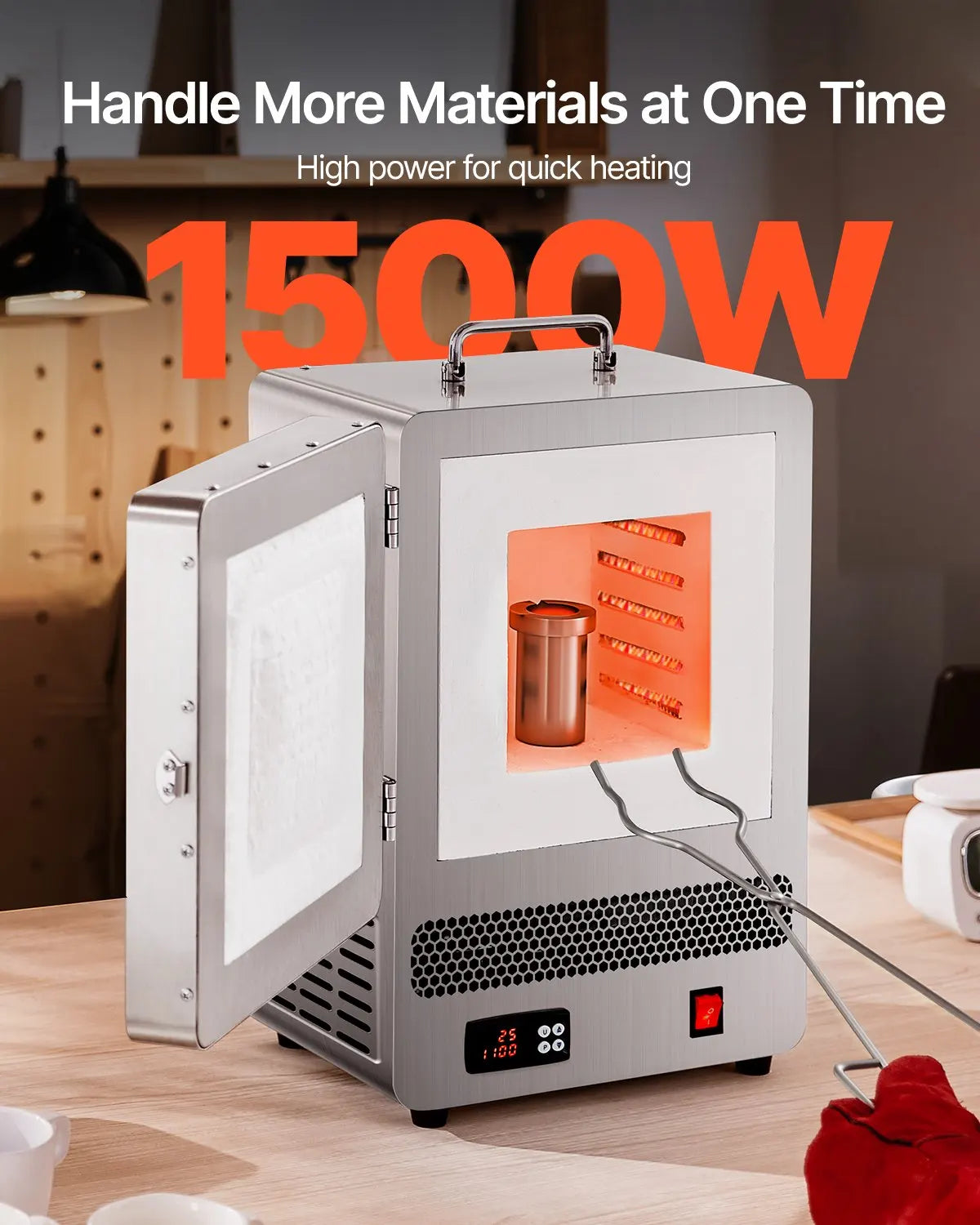 Tabletop Kiln-Melter, 1500W Electric-Kiln, 2192℉ Max Temperature