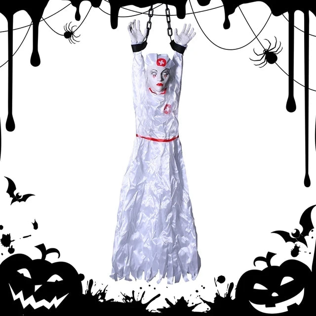 Halloween Animatronics Hanging Clown Nurse Voice=Control Electric