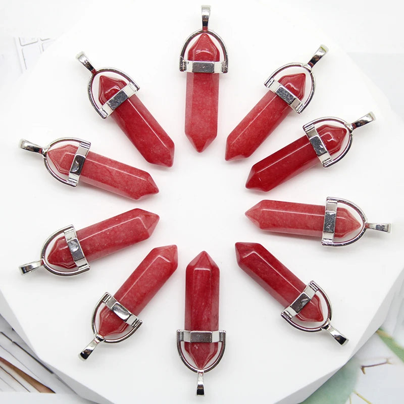 24pcs Natural Stone Agates Quartz Crystal Pendants