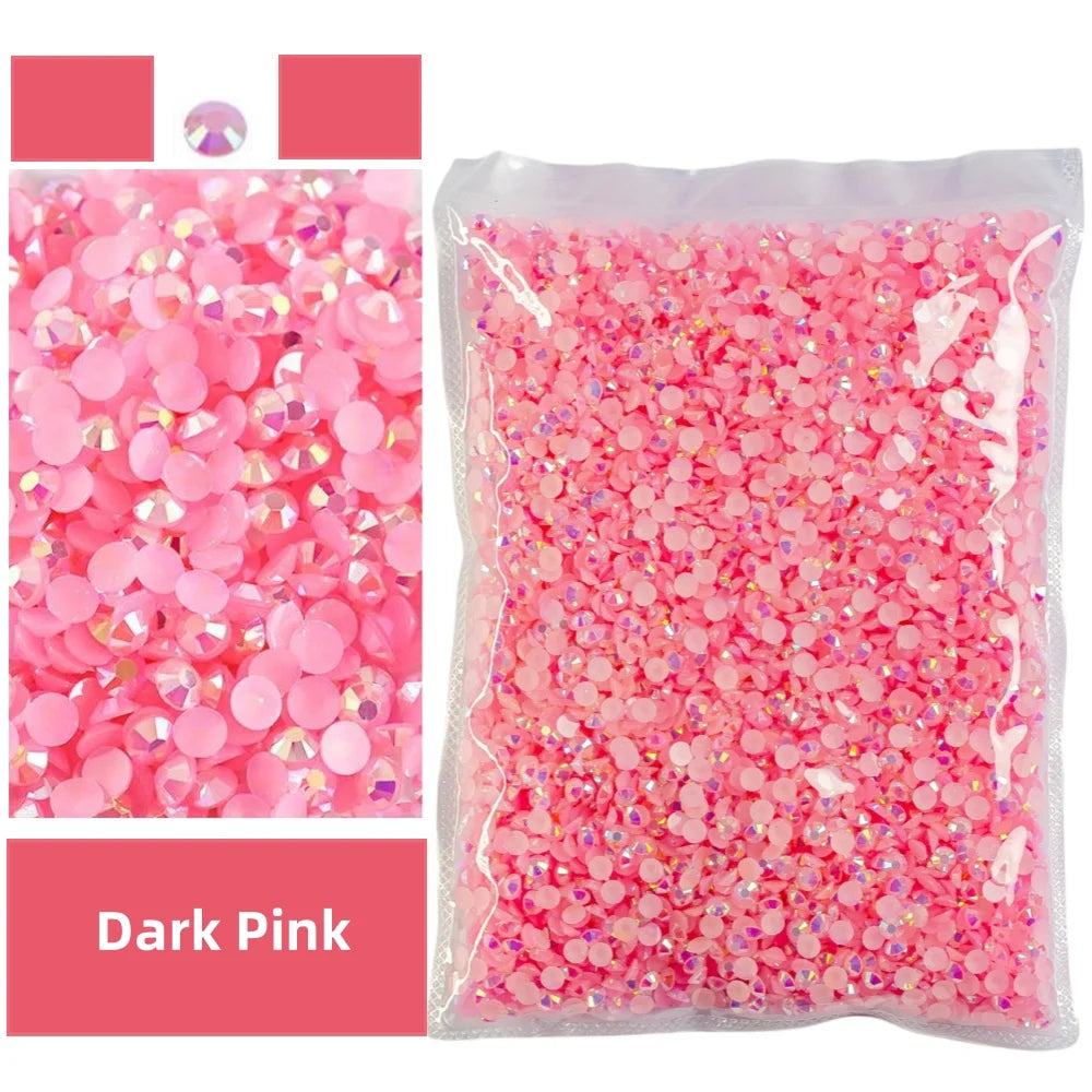 Bulk 2-6mm Jelly AB-Resin Rhinestones Flat Back Crystals