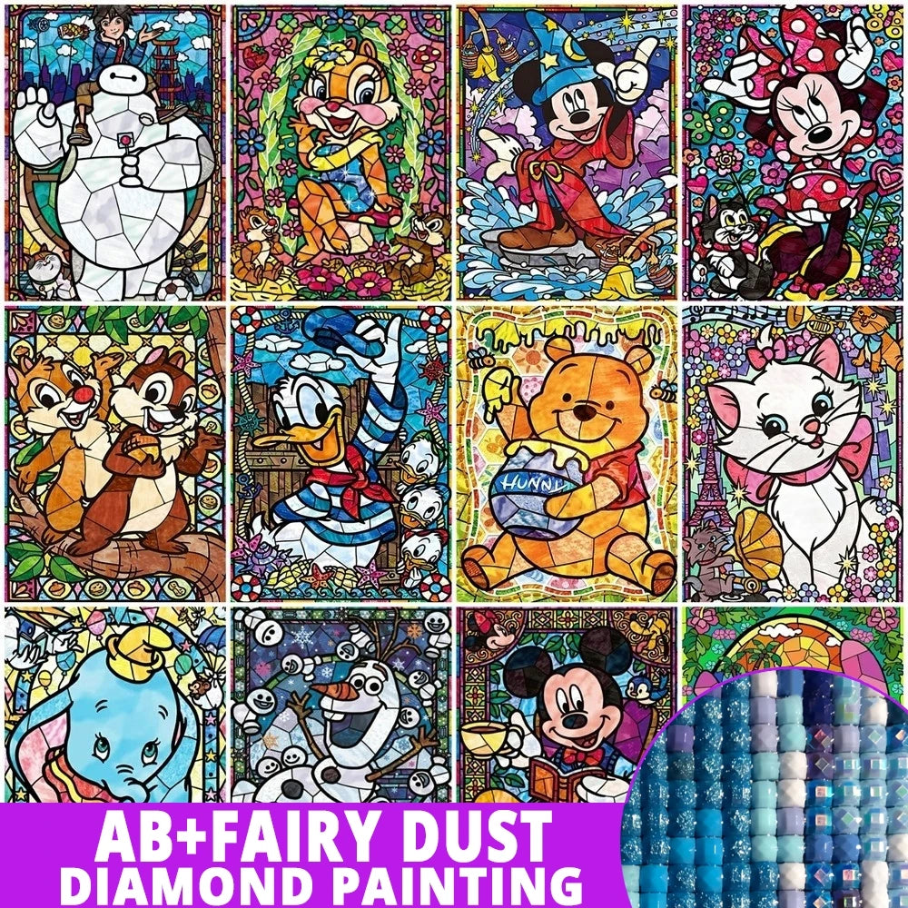 Stained Glass Fairy Dust Disney Cartoon Animal Diamond Painting