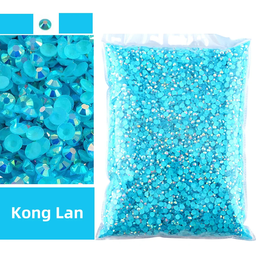 Bulk 2-6mm Jelly AB-Resin Rhinestones Flat Back Crystals
