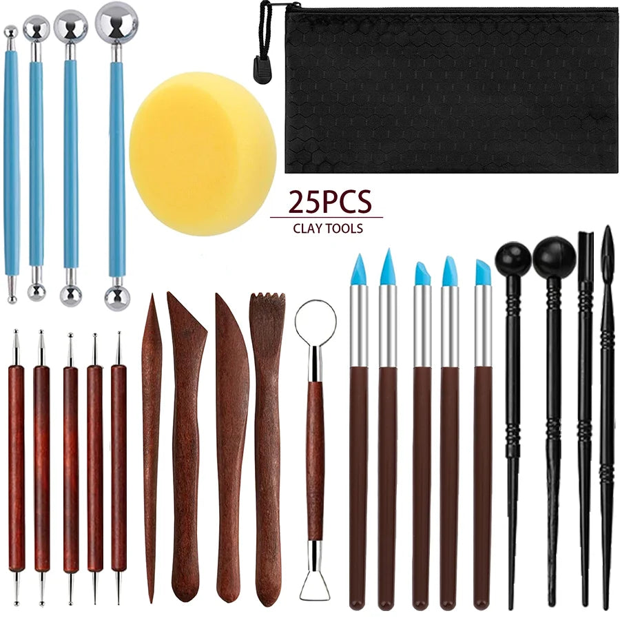 25/40Pcs Pottery & Clay Sculpting DIY Tools, Double Sided