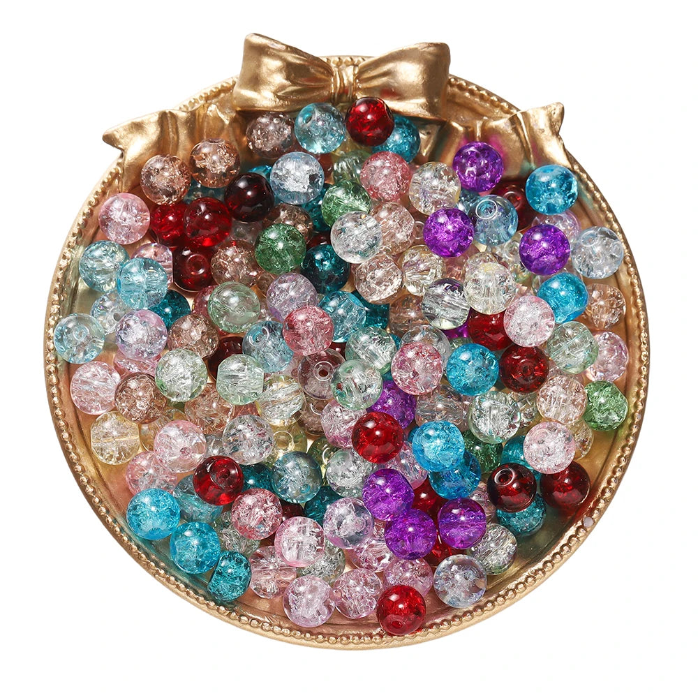 50/100pcs 8mm Glass Crackle Beads Loose Spacer Beads