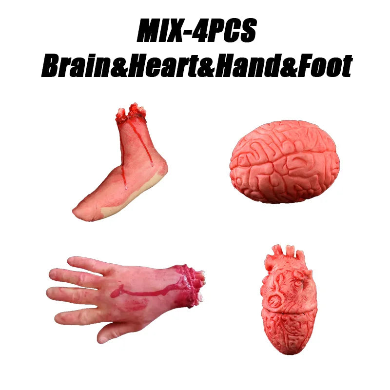 Halloween Body=Parts Scary Plastic Brain Organs Severed Hands Feet