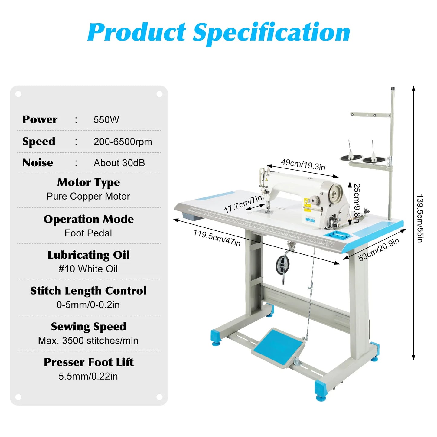 Industrial Sewing Machine Heavy Duty 3500 Stitches/Min