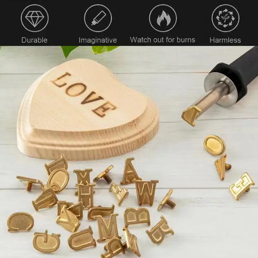 Wood Burning Letter Hot-Stamp Tool Branding Kit
