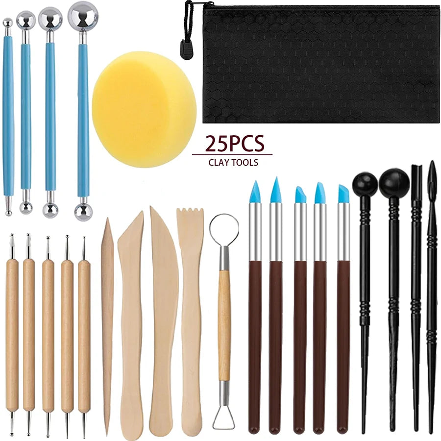 25/40Pcs Pottery & Clay Sculpting DIY Tools, Double Sided