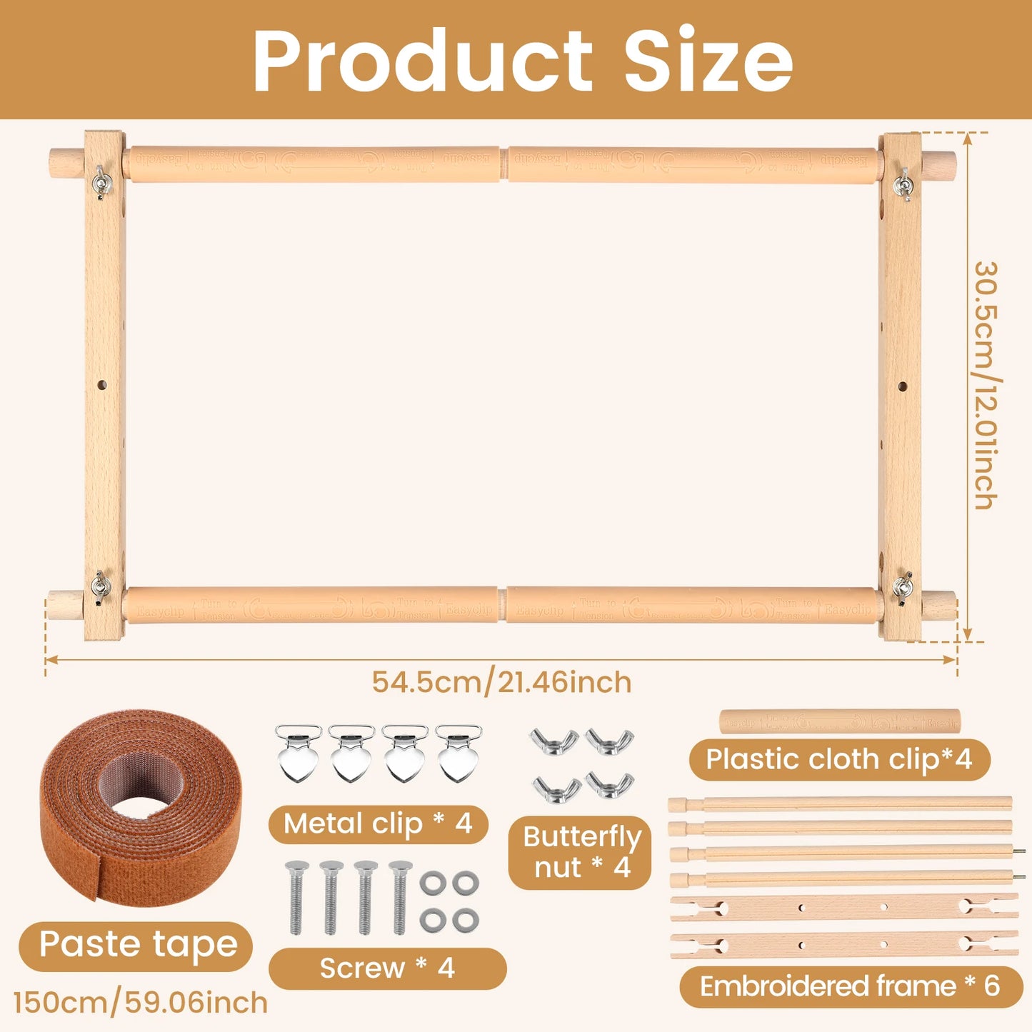 Embroidery Scroll Frame Wooden Cross Stitch Scroll Frame Rotated Adjustable Needlepoint Embroidery Tapestry Scroll Frame