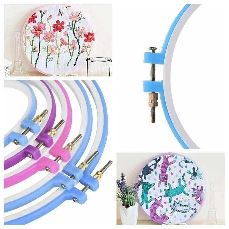 5Pcs/Set Plastic Embroidery Cross Stitch Hoop Frame