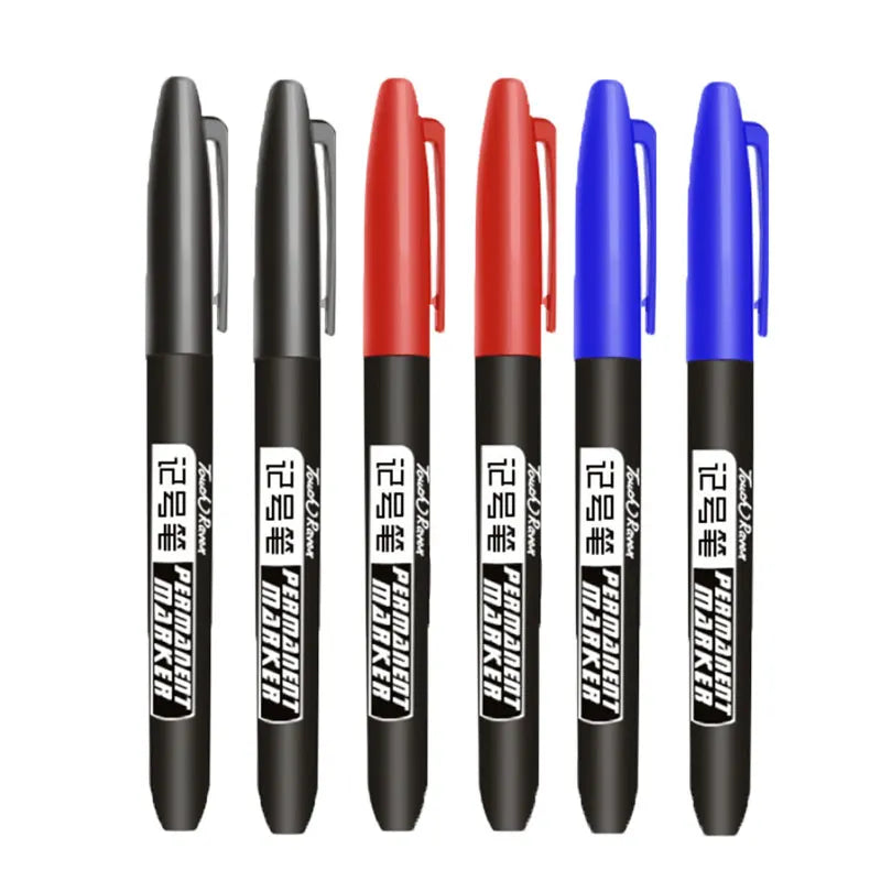 6 PCS Permanent Marker Pen Manga Drawing Markers Black-Blue-Red