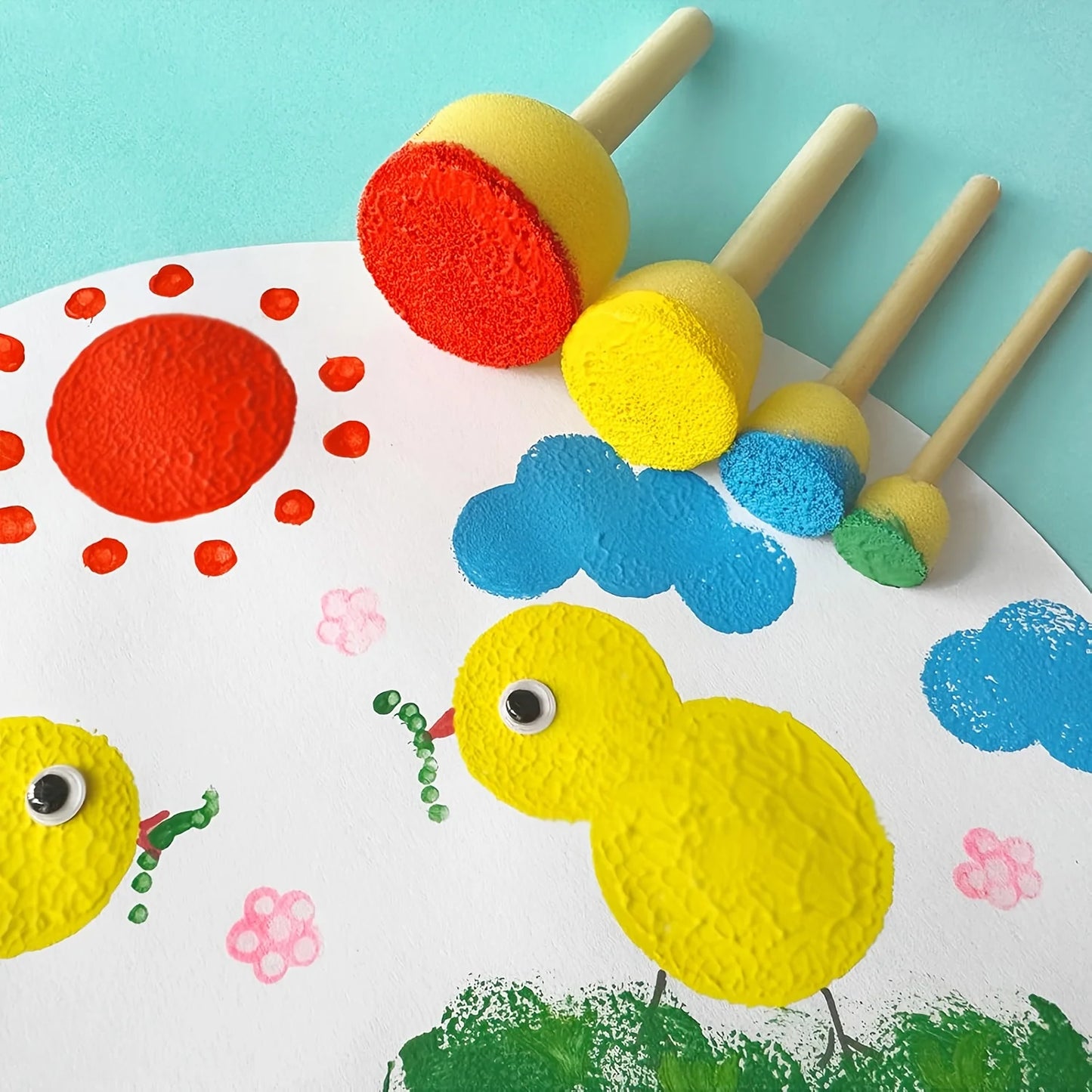 30Pcs Round Sponge Brushes for Painting (4 Sizes), Paint Sponges