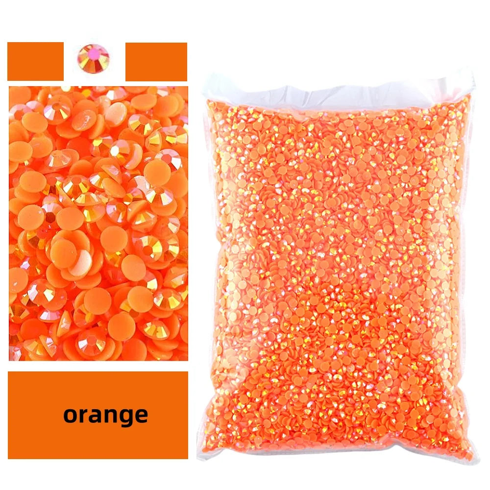 Bulk 2-6mm Jelly AB-Resin Rhinestones Flat Back Crystals