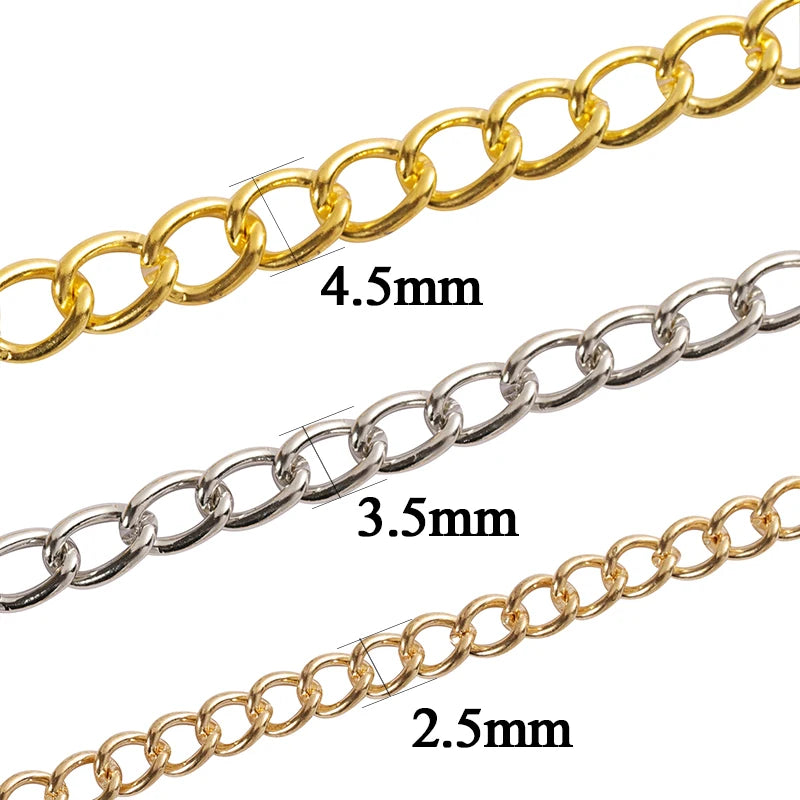 2 Meter Flat 2.5/3.5/4.5mm Extension Thin Chain Metal