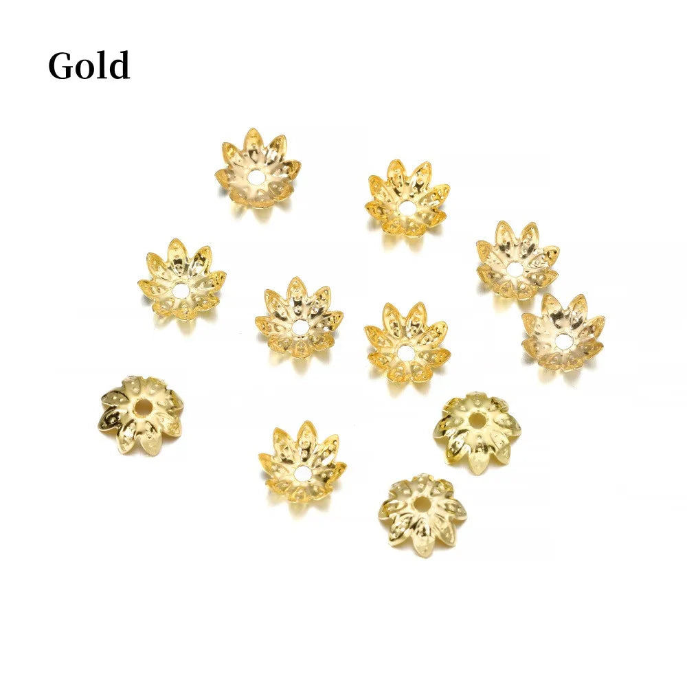 100pcs/Lot 8-10mm  Lotus Flower Metal Spacer Bead Caps