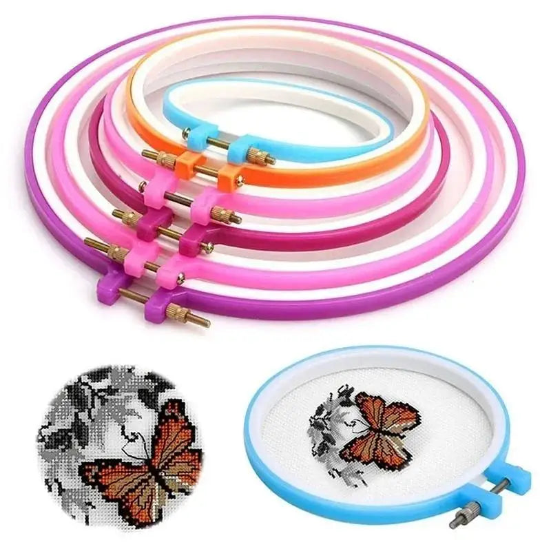 5Pcs/Set Plastic Embroidery Cross Stitch Hoop Frame