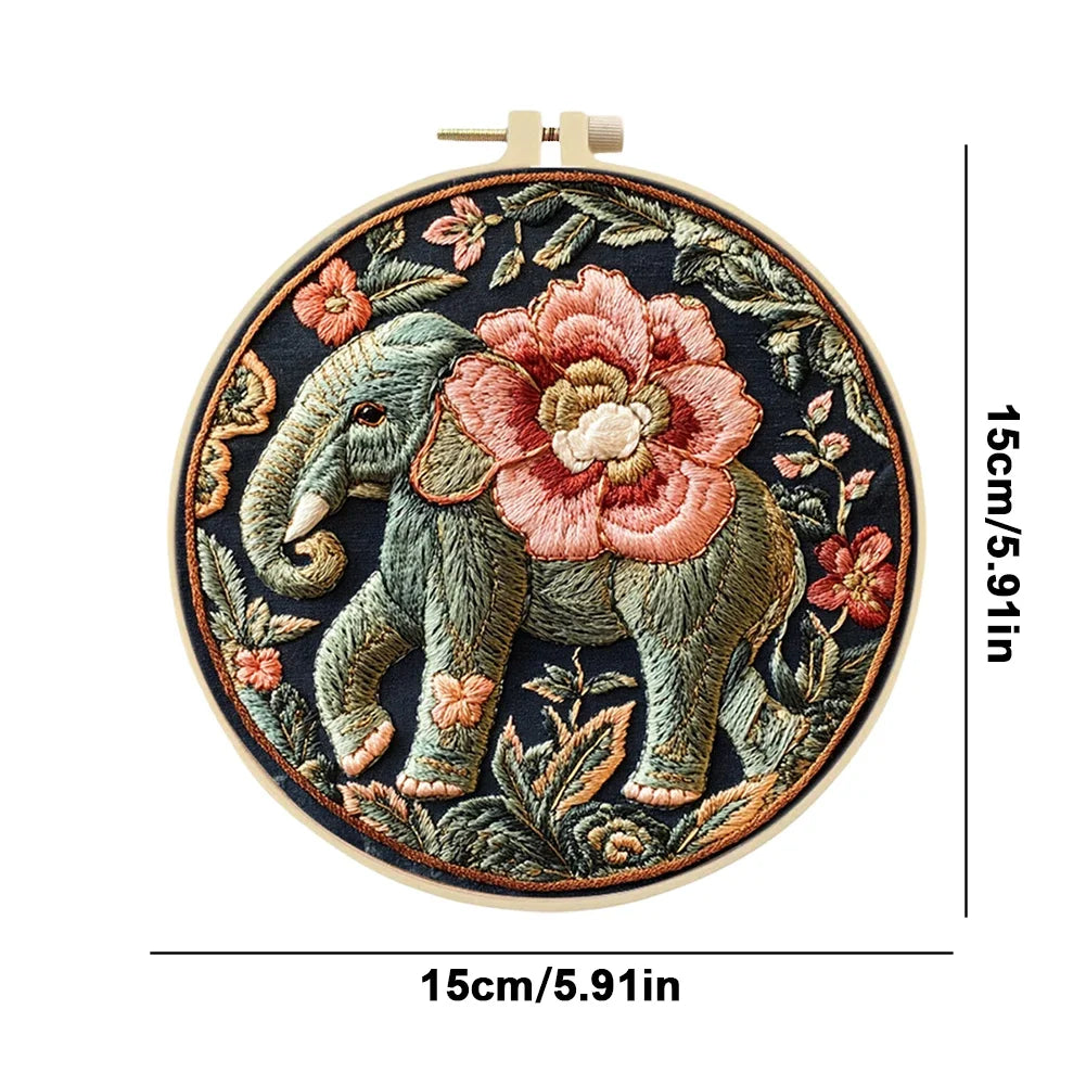 Tiger Stamped Cross Stitch Embroidery Kits with Hoop
