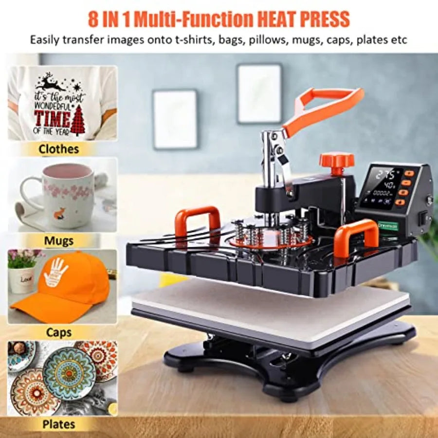 Heat Press Machine Upgraded 8-in-1Machine 12" X 15"