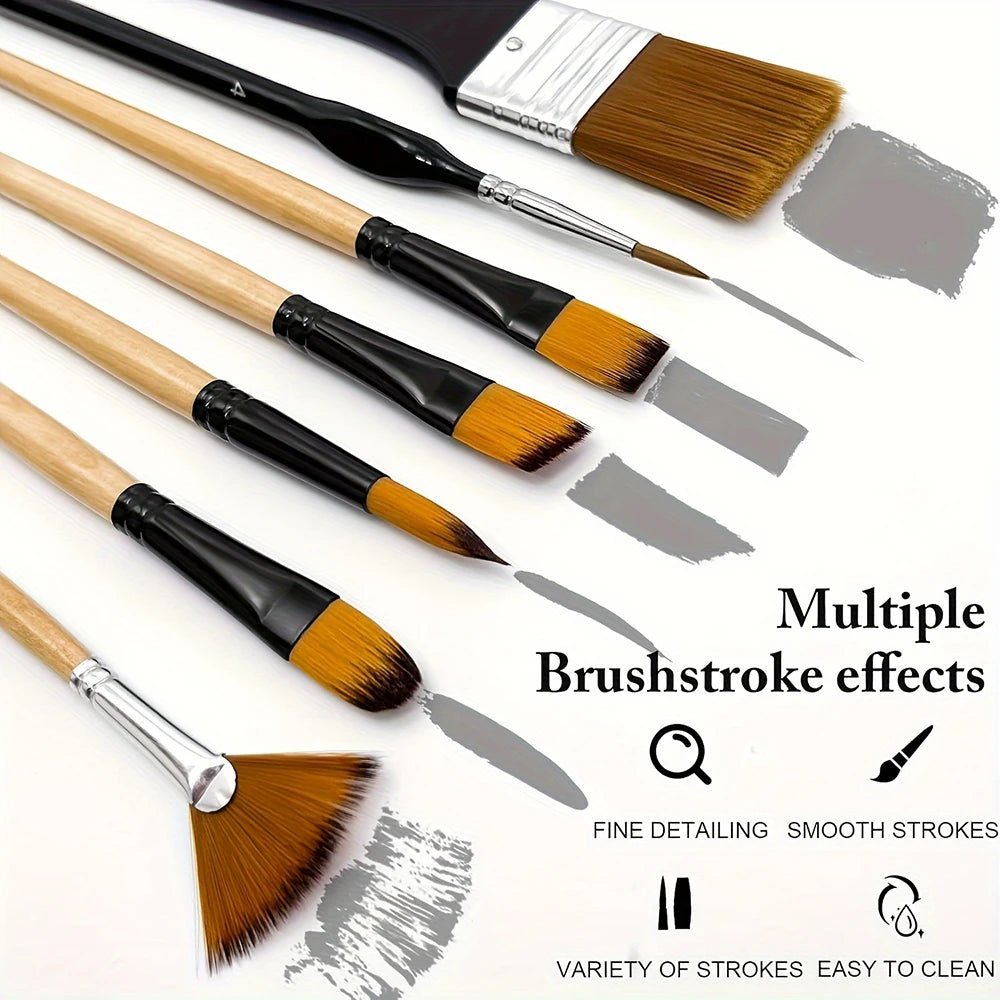32pcs Paint Brush Set, Artist Series, Nylon Bristles