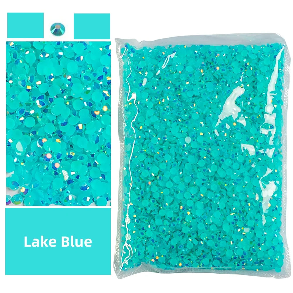 Bulk 2-6mm Jelly AB-Resin Rhinestones Flat Back Crystals