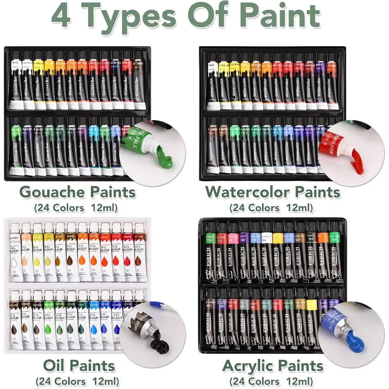 166 Pcs Painting Set, Painting Supplies With 96 Paint